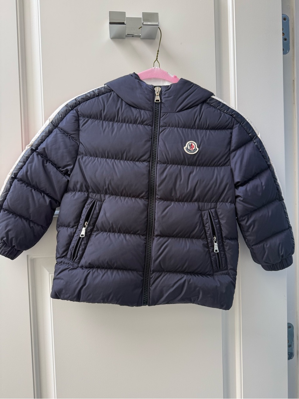 Moncler Kids Dark Navy Quilted Puffer Jacket with Hood